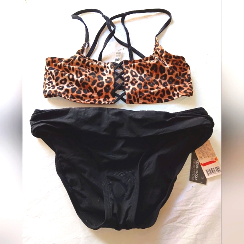 Victoria's Secret Leopard Bikini Top & Kenneth Cole Reaction Bottom S Animal